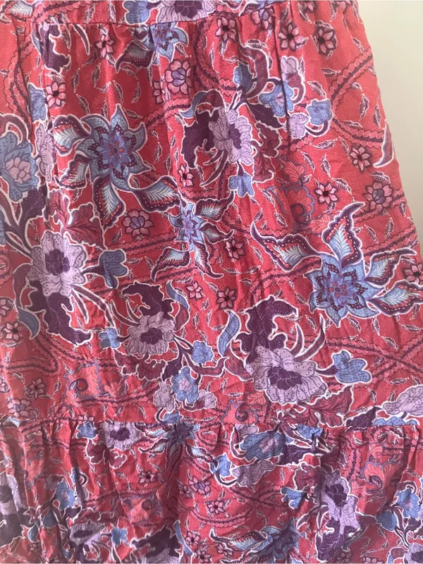 Knox Rose Red Blue Tropical Floral Midi Dress Medium Resort Beachy Vacation - Image 4