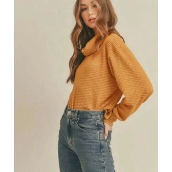Free People NWT Women Large Orange Knit Sweater Top Lagenlook Boho Fall Cottage - Image 2