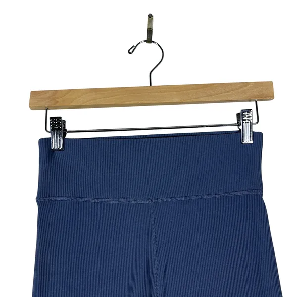 Abercrombie & Fitch Ribbed High Rise Biker Shorts Navy Blue Athleisure Size L - Image 2