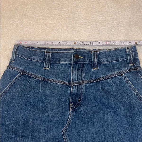 Free‎ People We The Free Raw Hem Pleated Denim Mini Skirt Size 29 Boho - Image 3