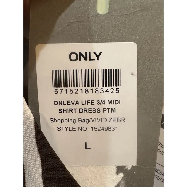 Only Leva Dress15249831 Brown Zebra‎ Belted Shirtdress Size Large Midi - Image 5