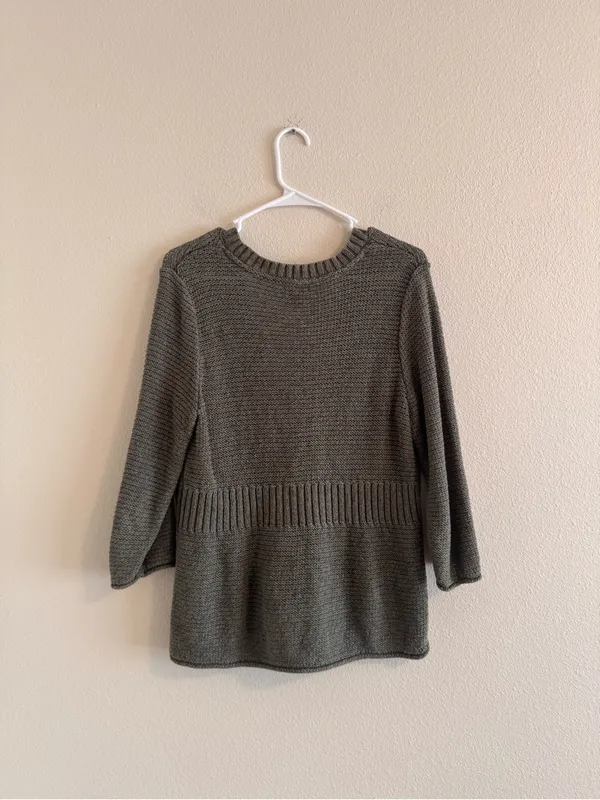 Eddie Bauer Olive Green Knit Single-Button Cardigan - Image 3