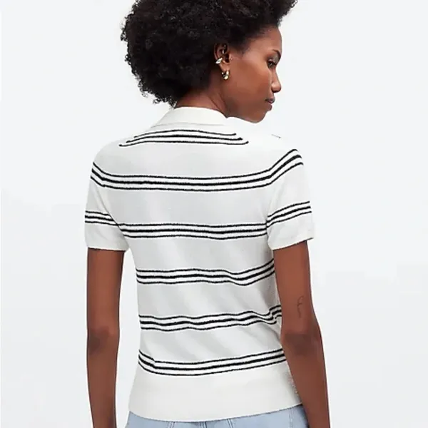 Madewell Polo Sweater Short Sleeve in Stripe Size XXS - Image 3