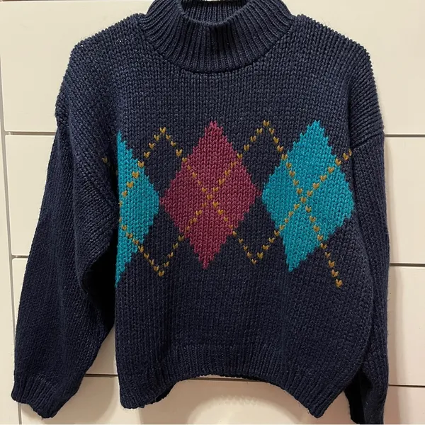 Vintage Argyle 90’s Sweater Size L - Image 2
