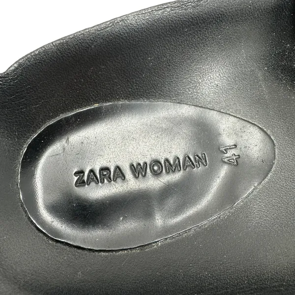 Zara Slide Sandals Buckles‎ Double Strap Faux Leather Black Size 41 US 10 - Image 12