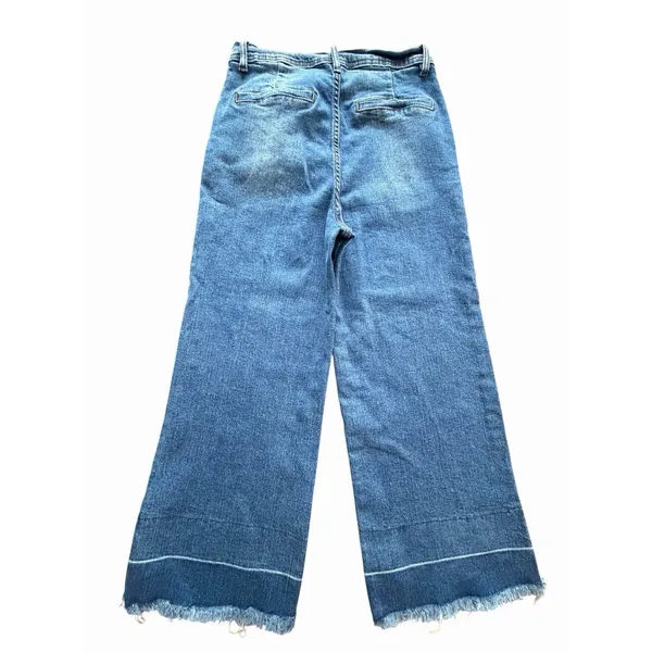 Gianni Bini Jeans Women's Medium Wide Leg Unhemmed High Rise Blue Denim #EEE2-1 - Image 7