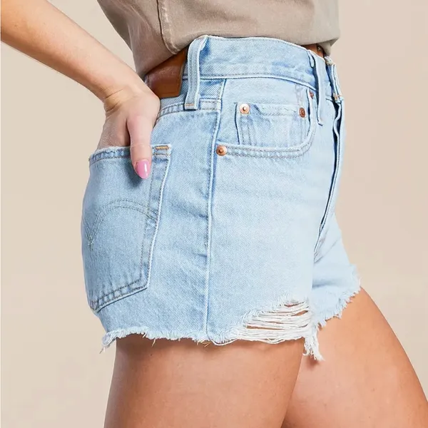 Levi's Premium 501® High Rise Short. Blue Jean Shorts High-Waisted Distressed - Image 3