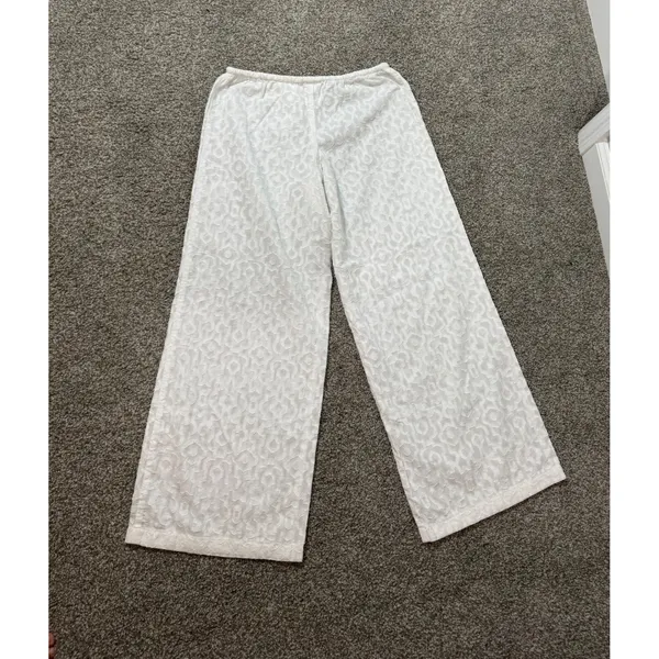 Tommy Bahama Womens White Cotton Jacquard Wide Leg Drawstring Pants XS - Image 2