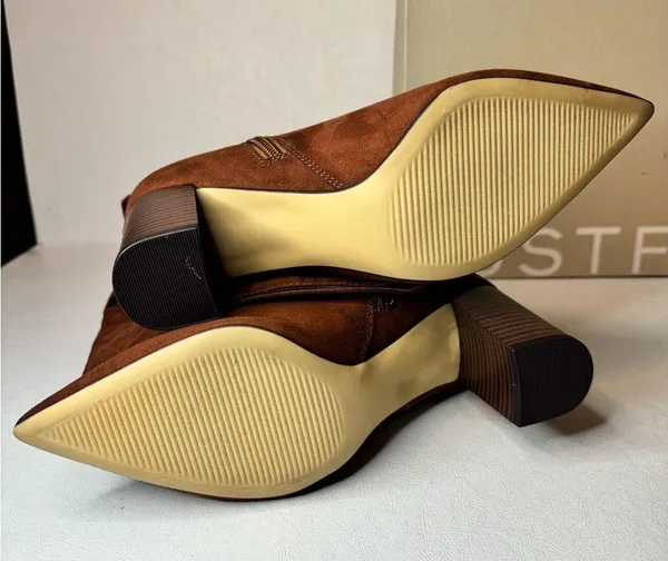 JustFab Fiona Slouched Heeled Boot Luggage casual classic comfy fall winter stylish - Image 5
