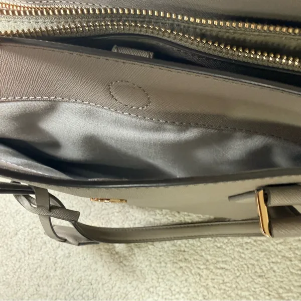 Tory Burch Gray Leather Tote Bag EUC - Image 14