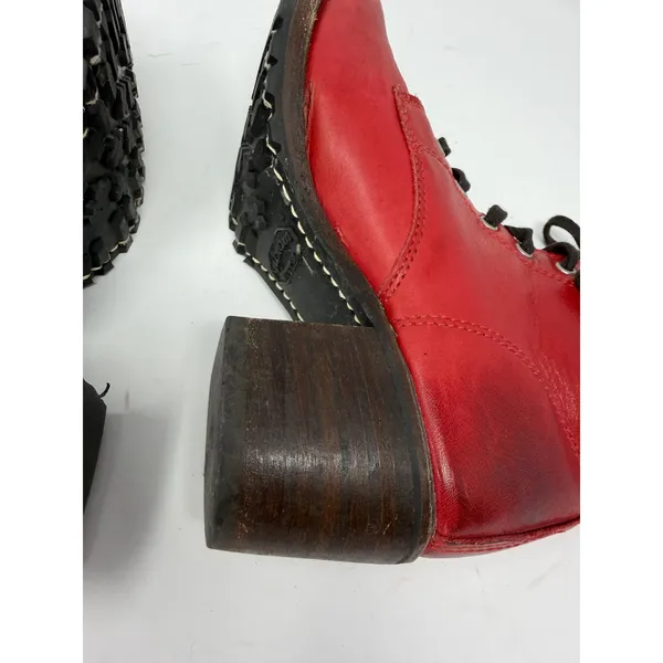 Frye Sabrina 6G Lace Up Ankle Boot Red Leather Rare Made in USA Womens 7.5 - Image 10