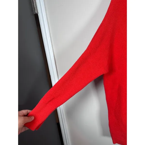 Free People Ottoman Slouchy Tunic Women Large Red Oversized Boho Ribbed Sweater - Image 4