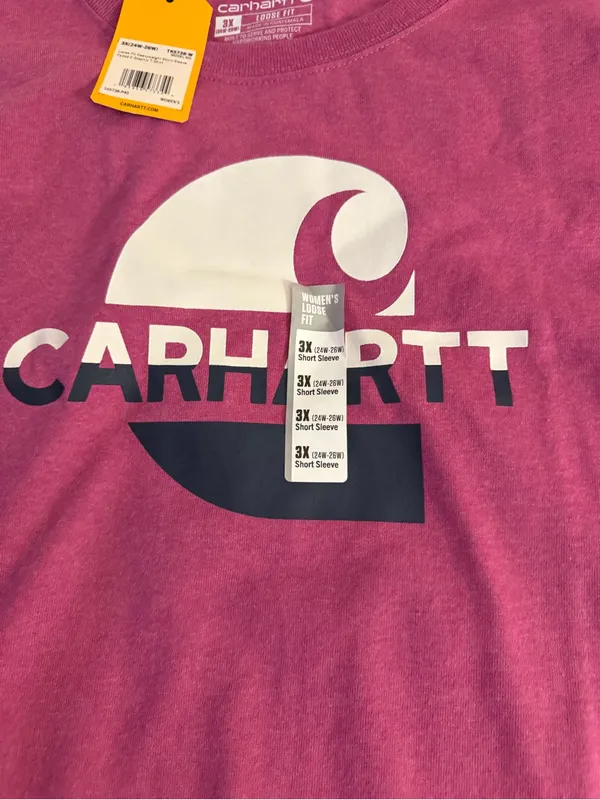 Carhartt Pink Graphic Logo Short Sleeve Tee - Image 6