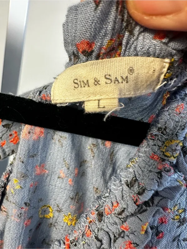 B29. Sim and Sam- Light Blue Floral Peasant Blouse - Women Tops - Image 2