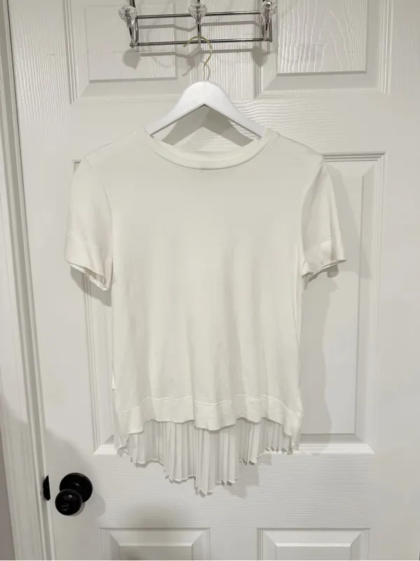 Banana Republic White Cotton Pleated Back Top Quiet Luxury Minimalist XS - Image 7