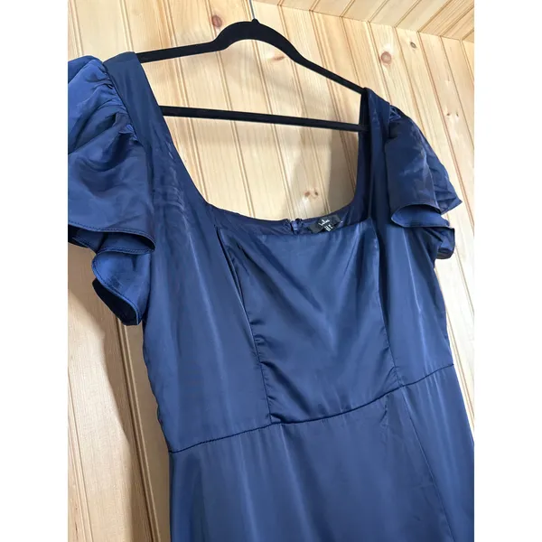 NWT Lulus Ultimate Sweetness Navy Satin Flutter Sleeve Maxi Dress Wedding Sz L - Image 5