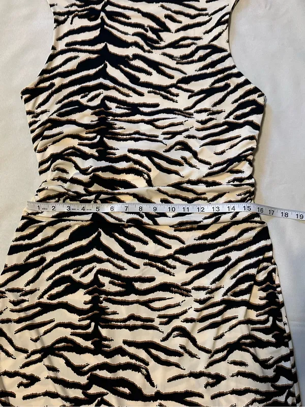 H&M Midi Dress Zebra Print Size L Women’s Black and Cream NWT - Image 10