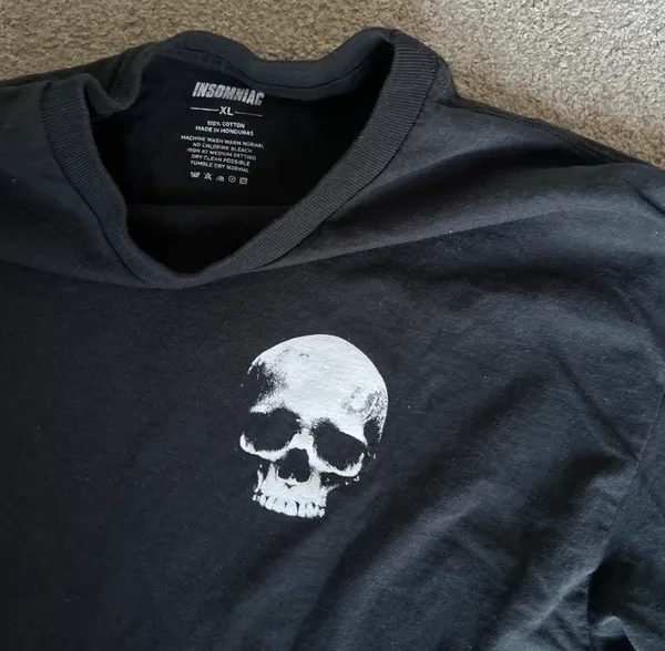 Insomniac Escape Long Sleeve T shirt with Skull - Image 2
