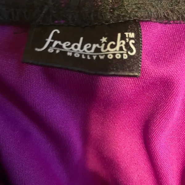 Fredrick’s Of Hollywood Sheer Purple Black Lace Maxi Dress Size Medium - Image 9