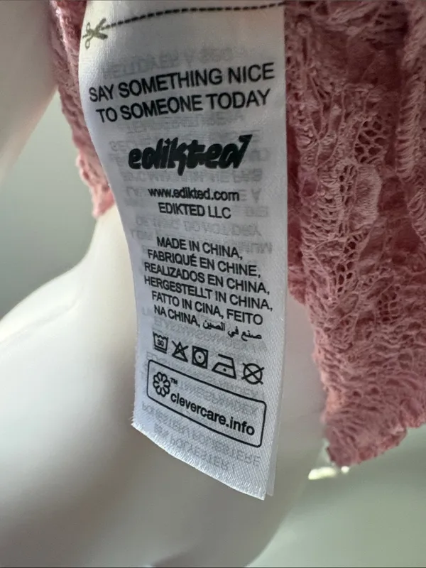 Edikted Pink Lace Tank Top Medium - Image 10