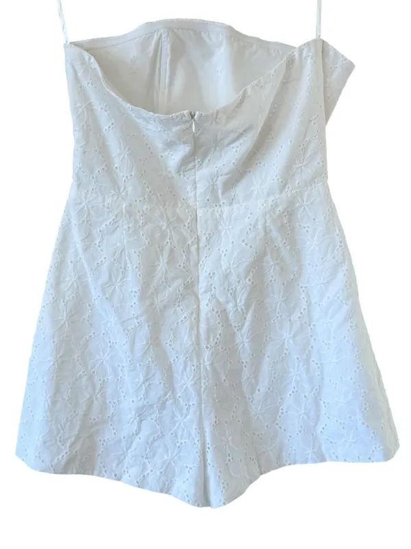 ALTAR’D STATE Baylyn Eyelet Strapless Corset Romper White Size L NEW - Image 9