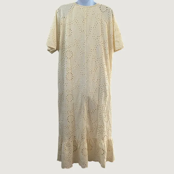 NWT Cream Eyelet Lace Dress Large Boho Chic Bohemian Coastal Cowgirl Summer - Image 2
