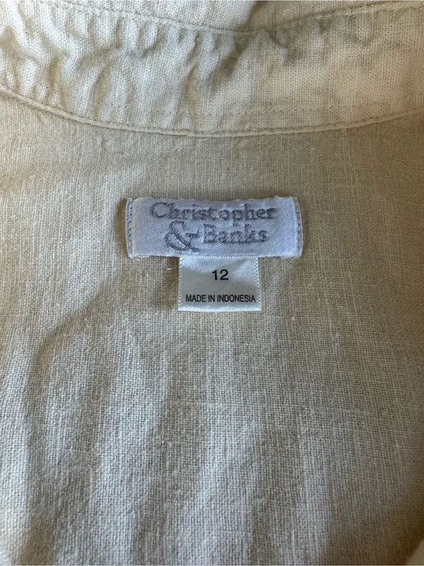 Christopher & Banks Butter Yellow Linen Blend Sleeveless Shirt Dress Size 12 - Image 6