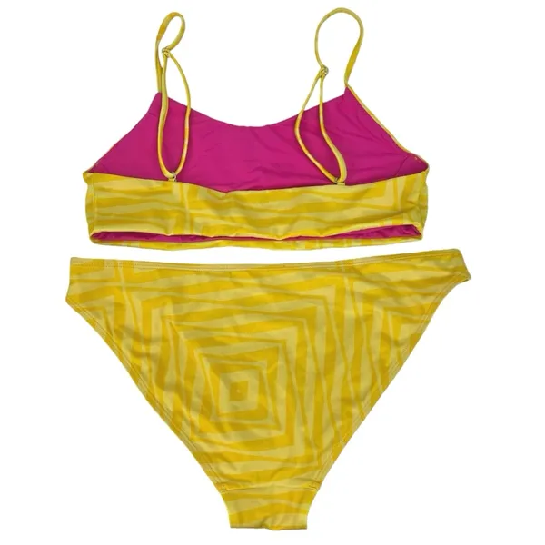 Terez Yellow Electric Geometric Print Pattern Fully Lined Swimwear Bikini Set S - Image 2