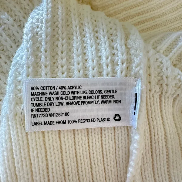 NWT L Cream V-neck sweater A New Day chunky ribbed knit pullover oversized - Image 5