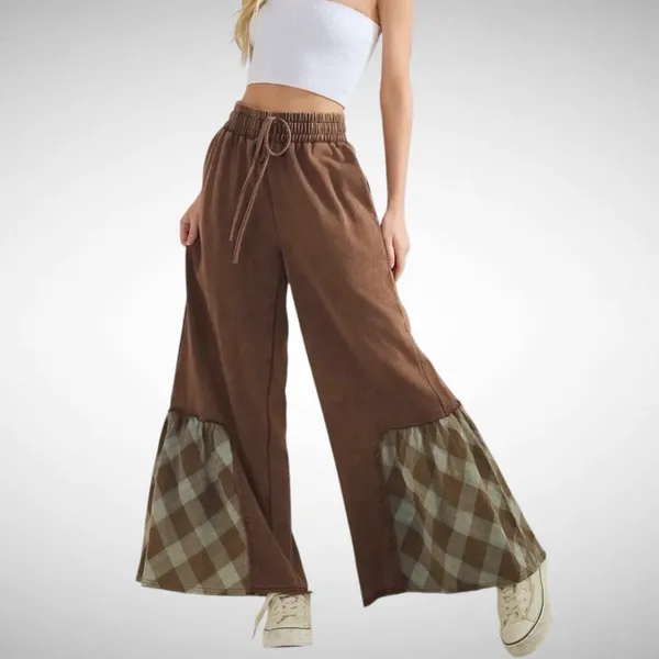 Sage + Fig Wide-Leg Contrast Pants Chocolate Brown Size S - Image 2