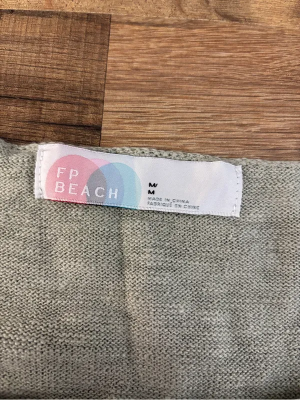 Free People Beach Oversized Short Sleeve Sweater Linen Blend Sage Green - Image 4