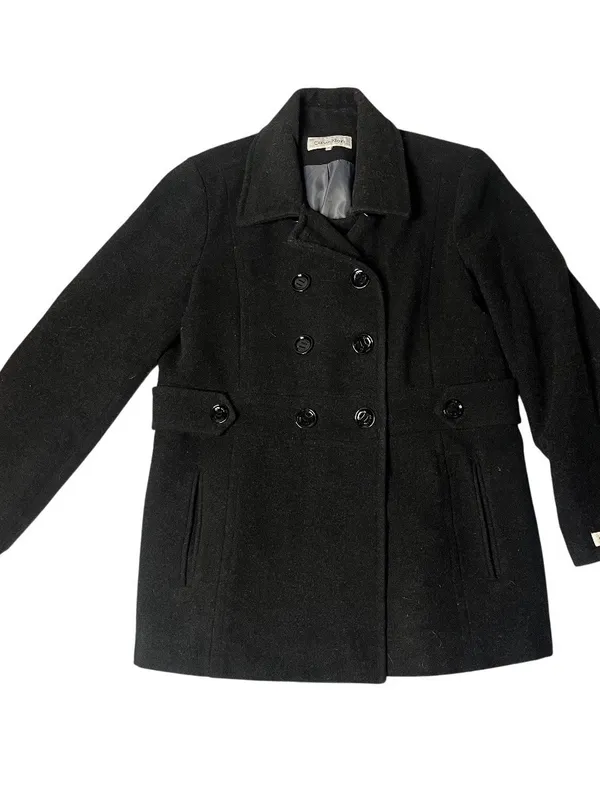 CALVIN KLEIN Charcoal Wool Blend Double Breasted Pea Coat Womens Size 14 - Image 4