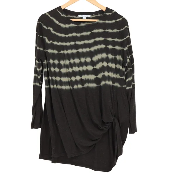 She + Sky Tunic Top Womens Large Black Tie Dye Twist Front Asymmetrical Hem - Image 2