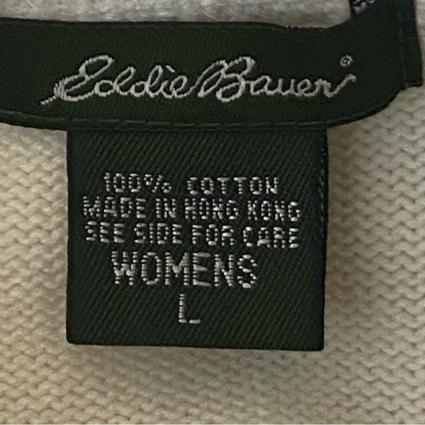 Eddie Bauer classic 100% Cotton butter cream crew neck sweater Heavier Large - Image 10