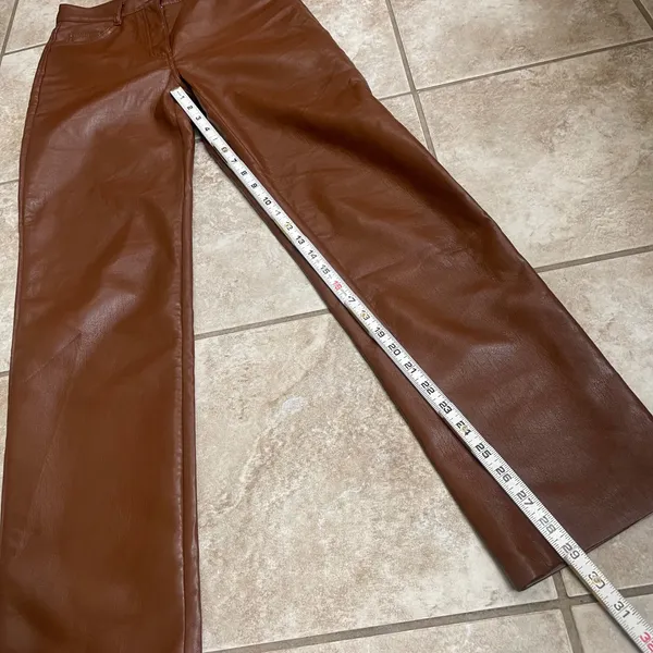 Wilfred Free Vegan Leather Pants High Waisted Brown‎ Straight Leg Trousers Sz 0 - Image 6