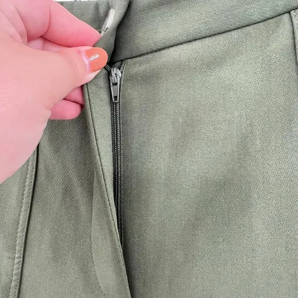 Zara Pants Trousers Straight Leg Turned Up Cuff Green Size Medium‎ - Image 6