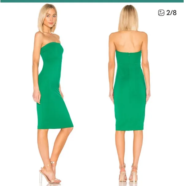 NBD Lost Paradise Strapless Midi Dress Kelly Green - Image 6