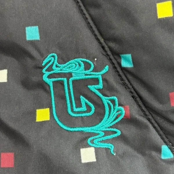 Burton Dryride‎ Puffer Vest Womens Medium Black Multicolor Square Print Hooded - Image 4