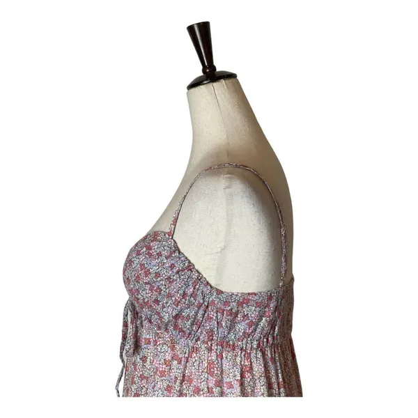 Rebecca Taylor La Vie Pink Metallic Gold Thread Floral Print‎ Eva Midi Dress S - Image 7
