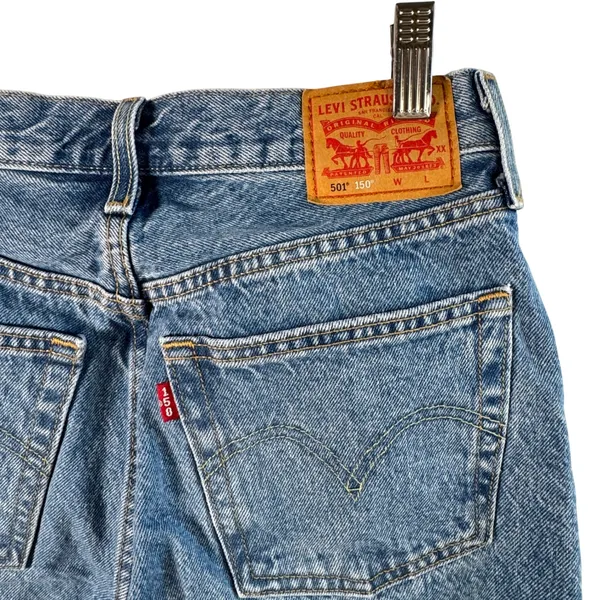 Levis 501 Original 150th Jeans Heart Patch Blue Denim W25 L30 High Rise Straight - Image 11