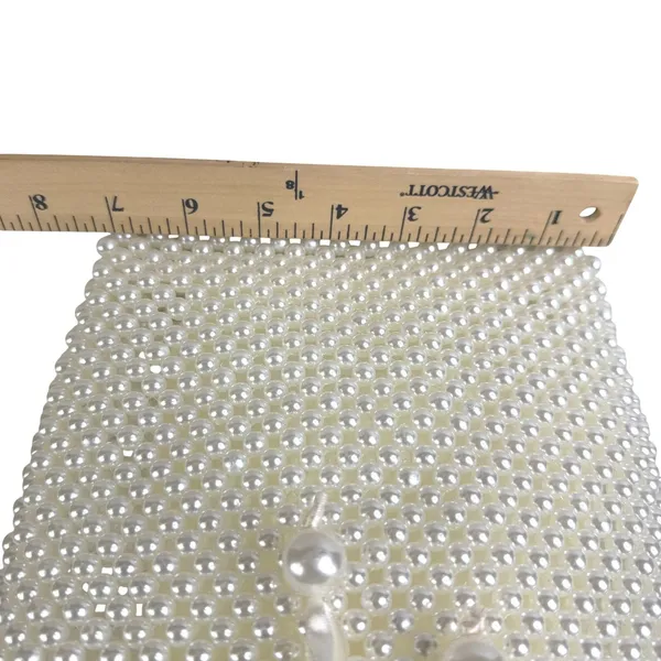 Faux Pearl‎ Beaded Tote Bag S Cream Satin Pouch Handle Bridal Wedding - Image 4