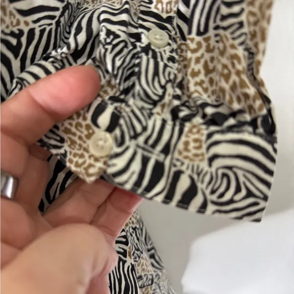 J.CREW‎ Factory Zebra Animal Prit Dress Cotton Lined Safari Fit & Flare M - Image 8