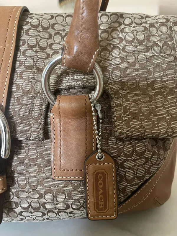 Coach Signature Mini Boston Shoulder Bag Leather Black Authentic Rare - Image 5