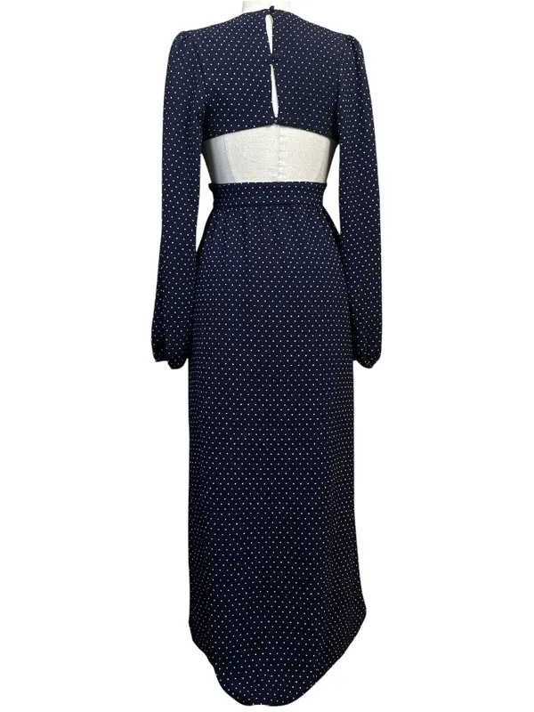Park & Fifth Avery Cutout Long Sleeve Polka Dot Maxi Dress Small Fall Wedding - Image 7