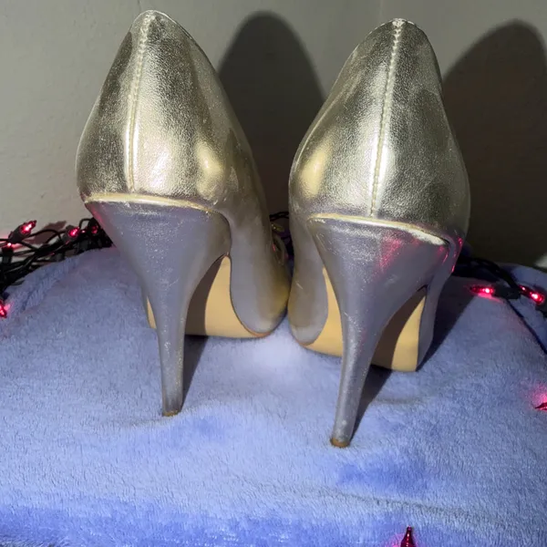 Michaels Metallic Gold Jeweled Peep-Toe Heels - Image 4
