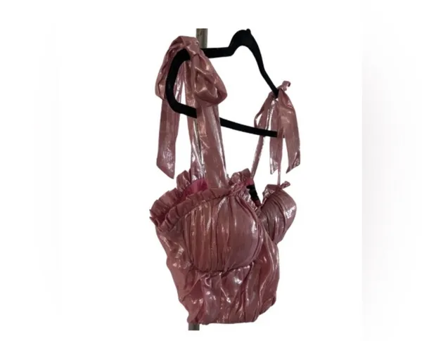 Majorelle✨ Chic Metallic Pink Bow Top 🎀 - Image 6