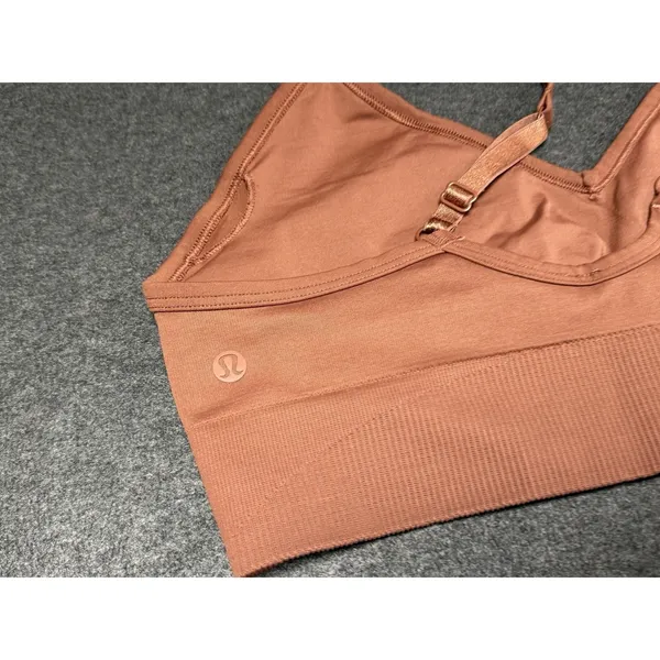 Lululemon Women's Ebb To Street Athletic Work Out Sports Bra‎ Rust Brown 10 - Image 3