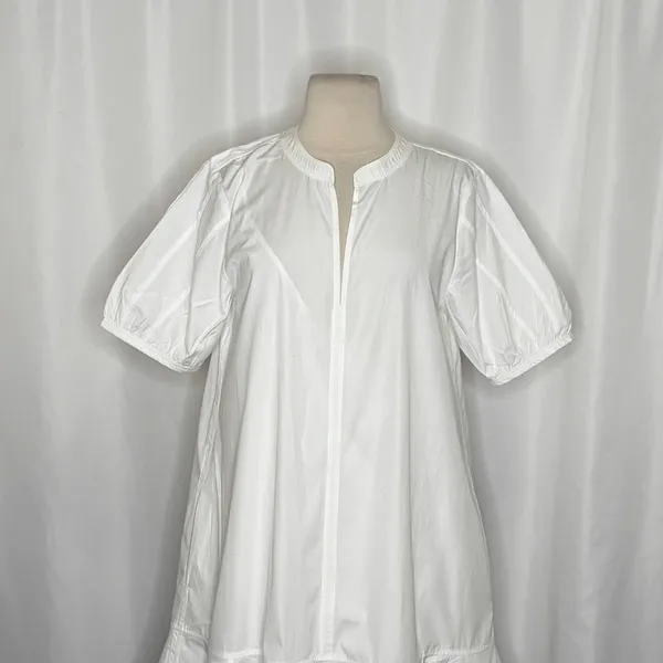 NWT!! J. CREW Delilah Dress‎ Cotton Poplin Solid White Mini Ruffle Small Tall ST - Image 3