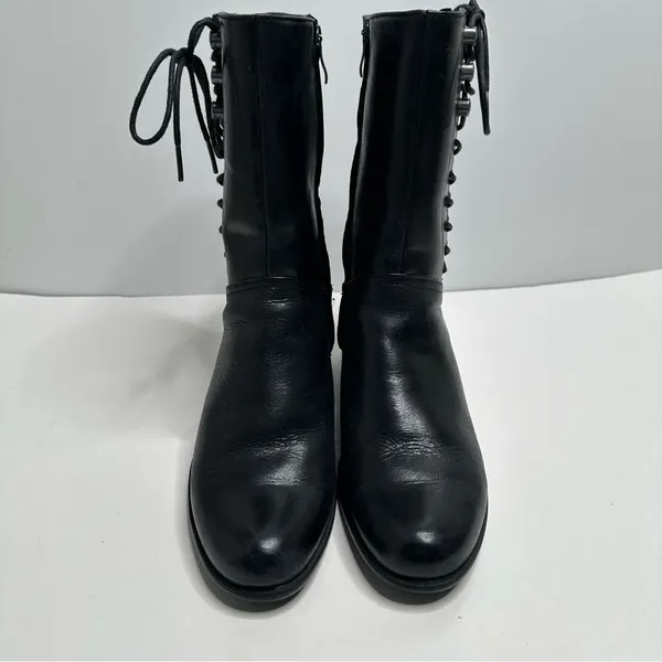 Bussola Black Leather Mid Calf Boots Size 39 - Image 4