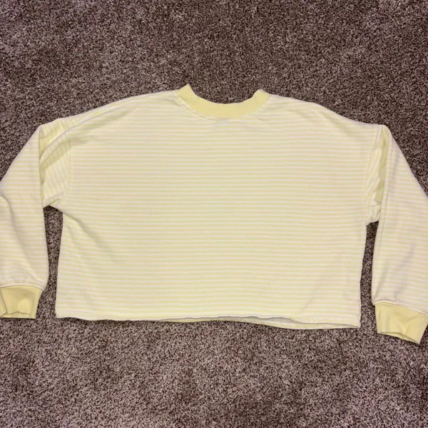 Wild Fable yellow & white striped long sleeve crewneck - Image 3